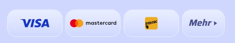 Akzeptierte Zahlungsmethoden: Visa, Mastercard, Interac und weitere